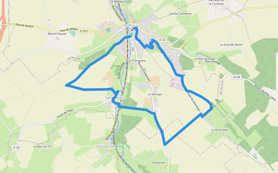 Le Clos Jacquet walking route map in Val-de-Scie