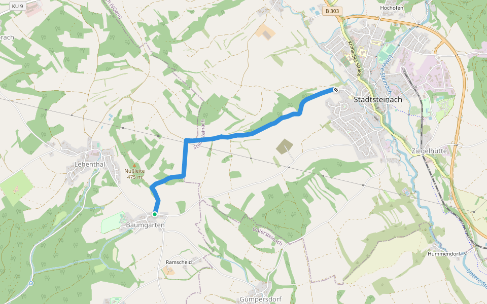 Heckenweg walking route map in Kulmbach