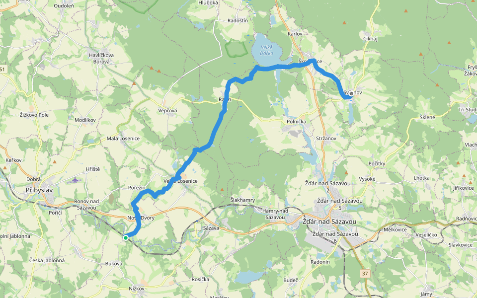 [Ž] Nížkov - Světnov walking route map in Nížkov