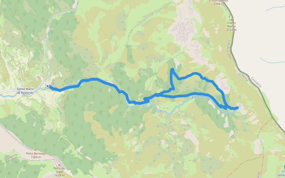 Senda de Fuente Cobre walking route map in Santa María de Redondo