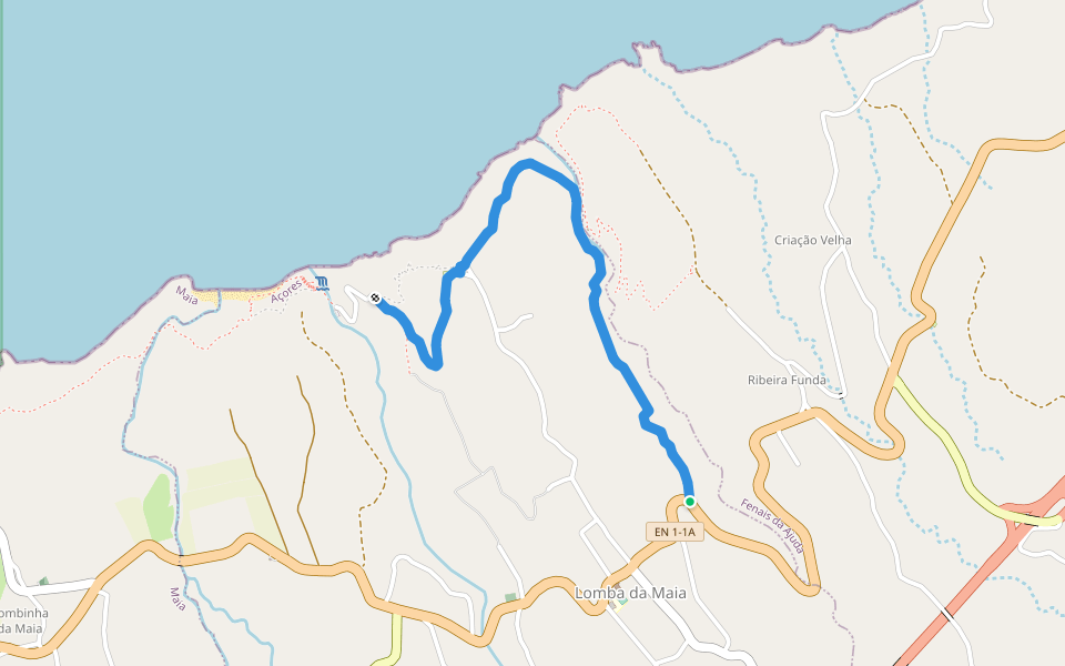 Trilho Municipal da Barquinha walking route map in Lomba da Maia