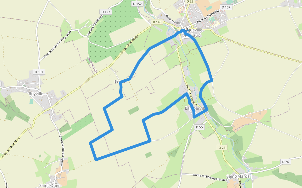 Bas de Bacqueville walking route map in Bacqueville-en-Caux