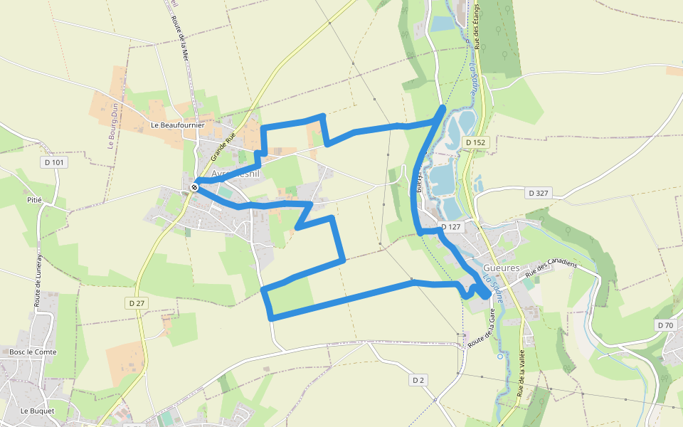 Les Coquelicots walking route map in Avremesnil
