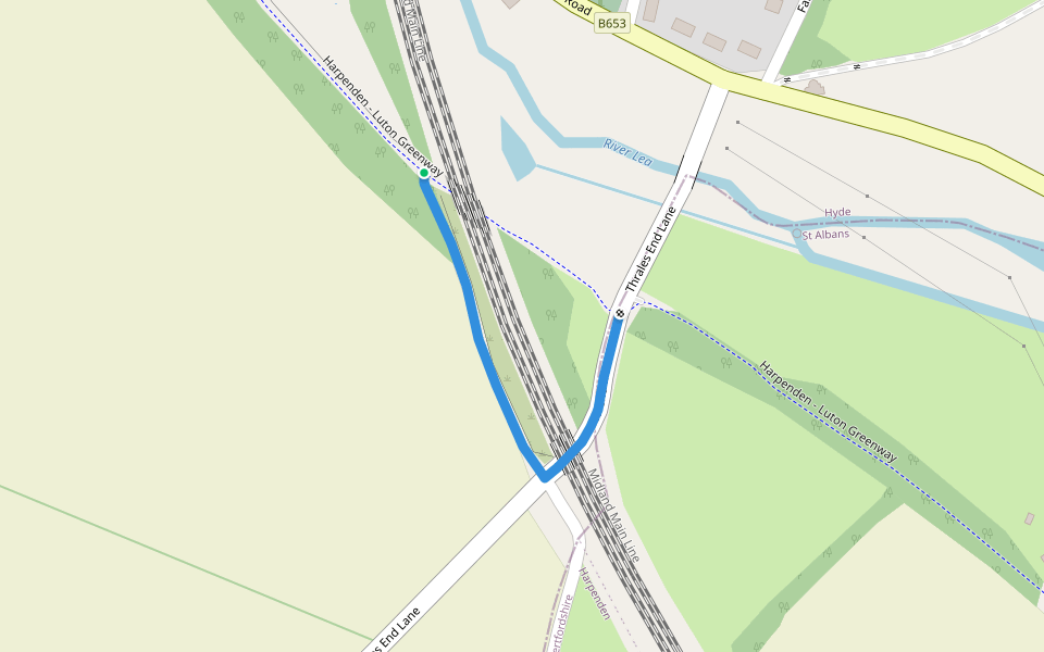 Lea Valley Walk walking route map in East Hyde