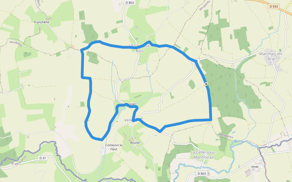 Au-Dessus du Petit Morin walking route map in Vendières