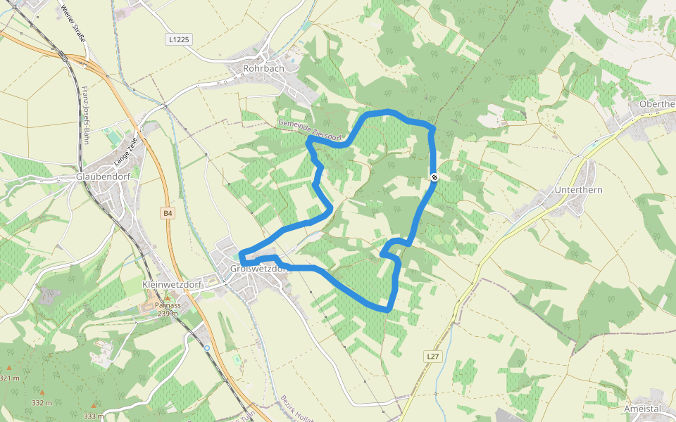 Weinwanderweg Wetzdorf (WWWW) walking route map in Unterthern