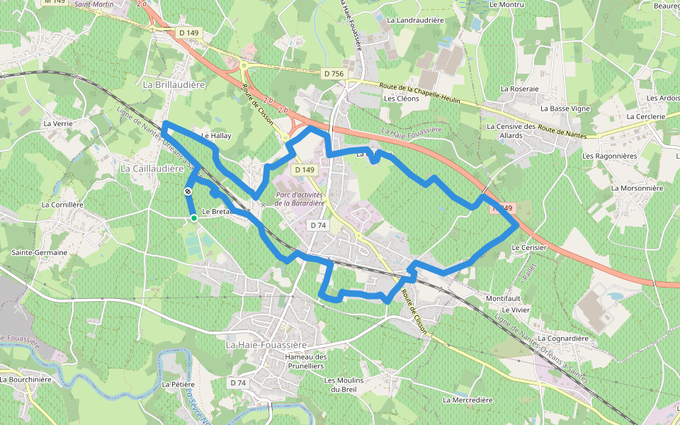 De Vignes en Villages walking route map in La Haie-Fouassière