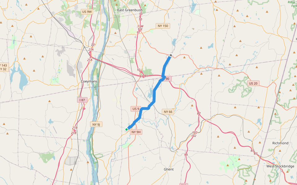 EST - H - HV18h Kinderhook to Nassau - hiking walking route map in Kinderhook