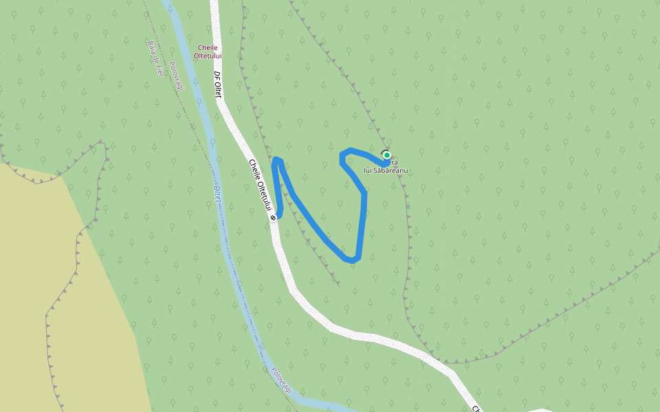 Peștera lui Săbăreanu walking route map in Polovragi