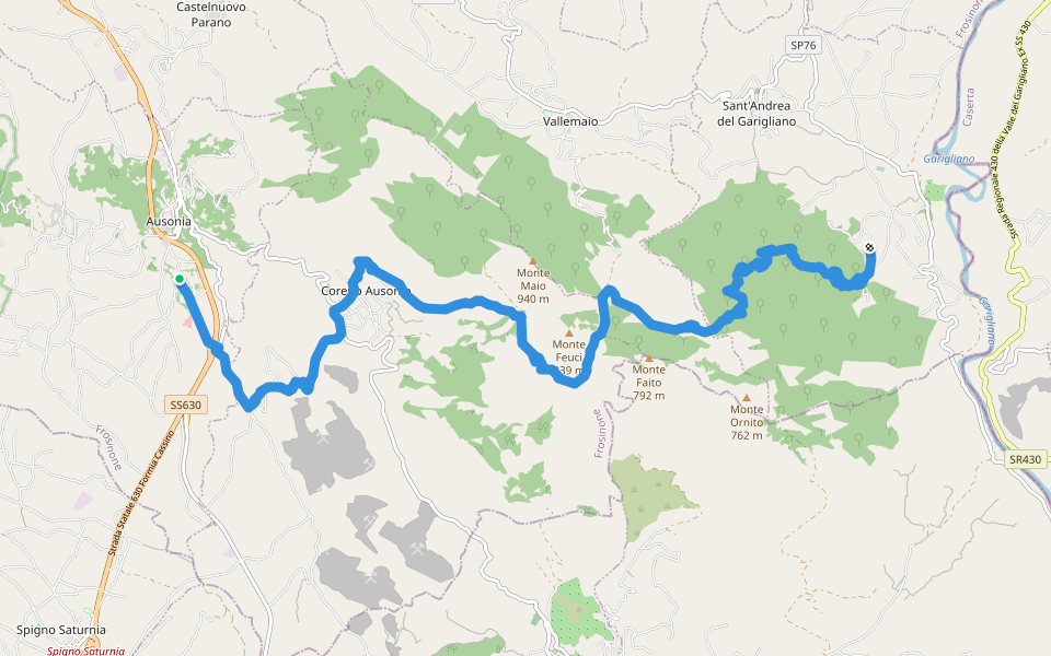 Cammino di San Filippo Neri: 3a Tappa da S.Andrea a Madonna del Piano (Ausonia) walking route map in Orfanotrofio