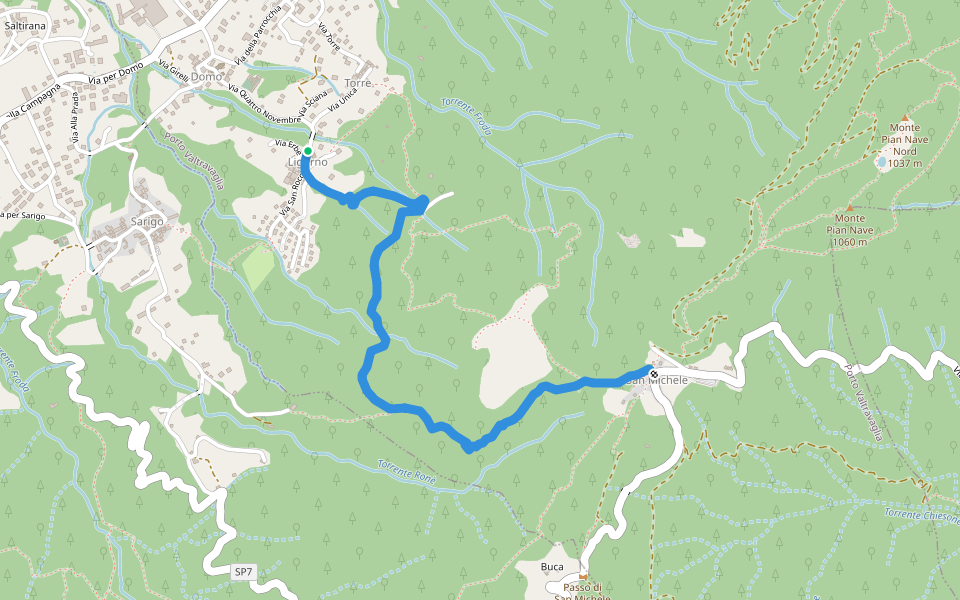 243 Sentiero della Valle walking route map in Porto Valtravaglia
