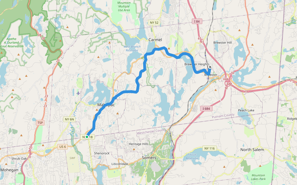 Putnam County Trailway - hiking walking route map in Baldwin Place
