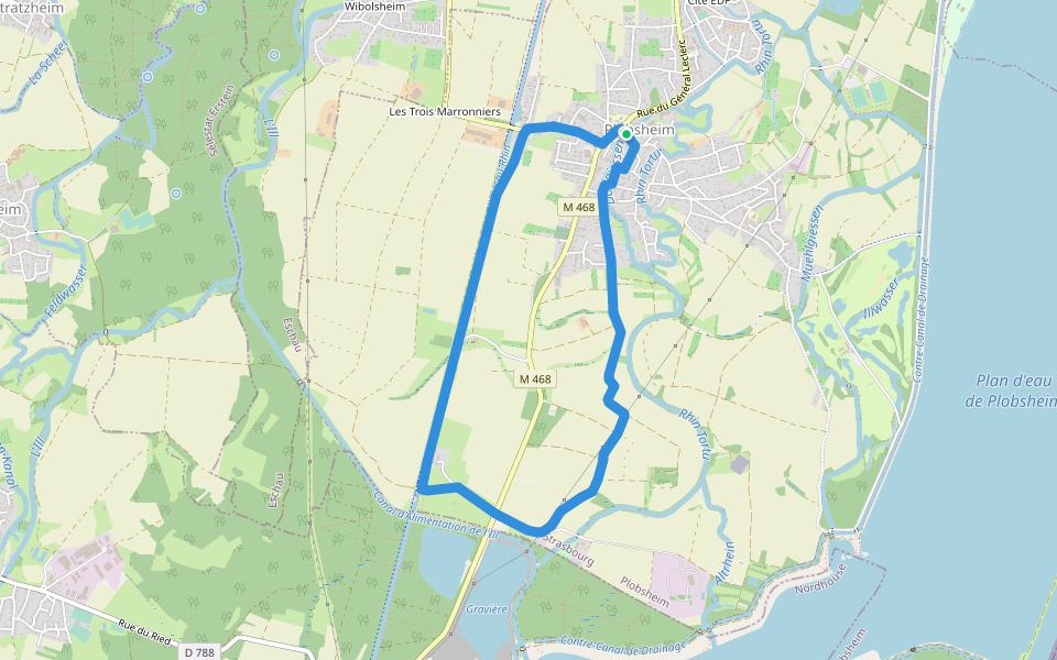 Sentier Au Fil de l'Eau walking route map in Plobsheim