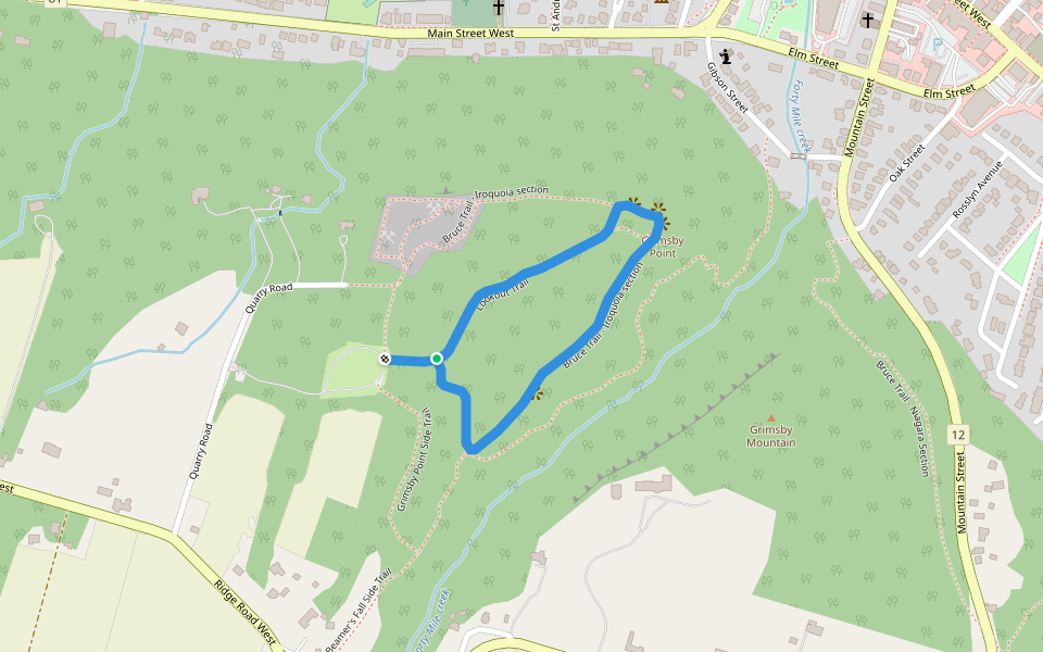 Lookout Trail walking route map in Grimsby