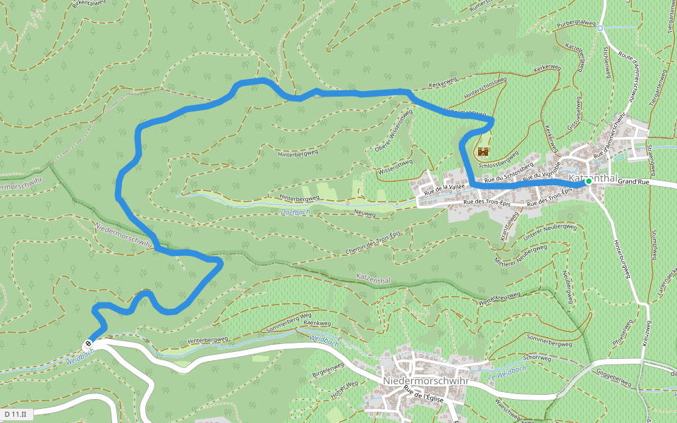 Katzenthal - Waldmatten Disque rouge walking route map in Katzenthal