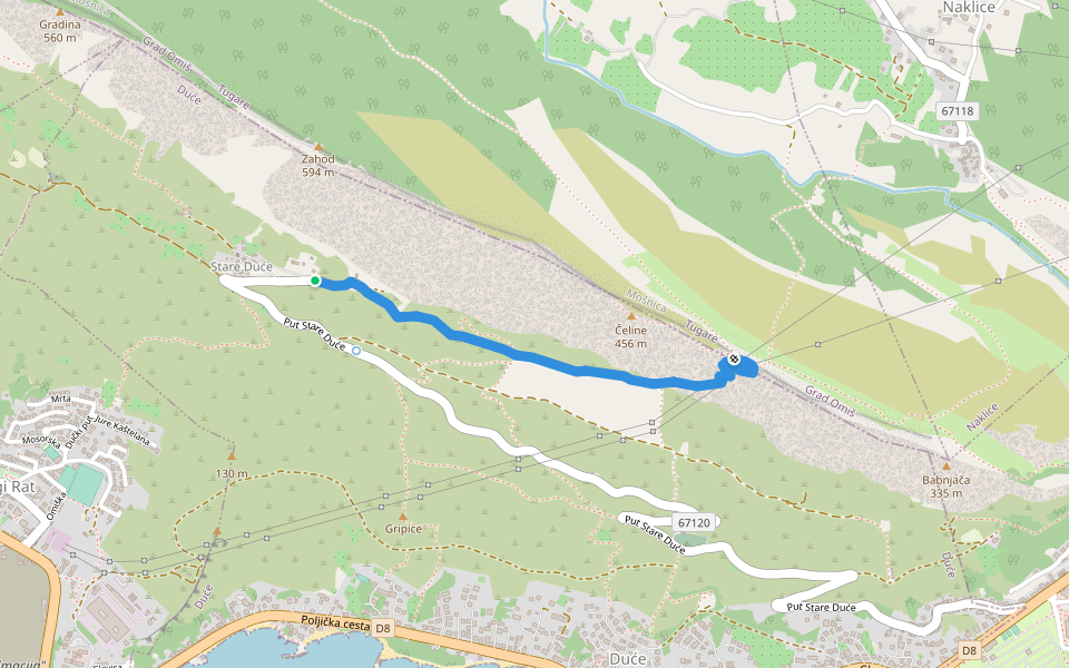 Stare Duće - Gospa od Sniga walking route map in Duće