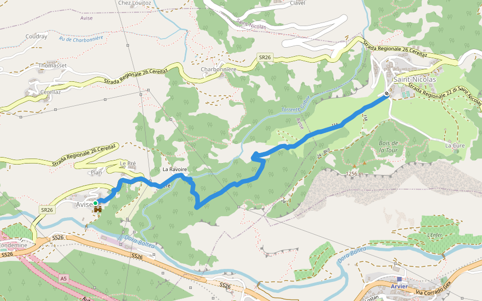 Avise - Saint-Nicolas walking route map in Avise