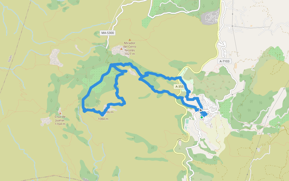 PR-A 432 Tajo Negro walking route map in Ojén