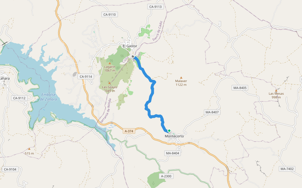 SL-A 297 Sendero Montecorto - El Gastor walking route map in Montecorto