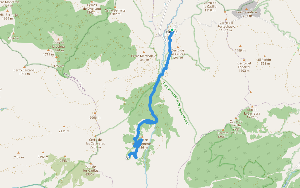 Dehesa del Camarate walking route map in Lugros