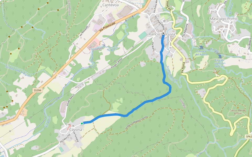 325A Sentiero della Valcanasca walking route map in Cavona