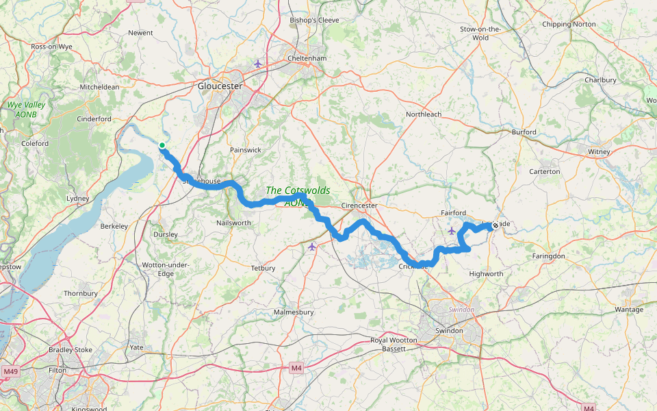Thames & Severn Way walking route map in Framilode