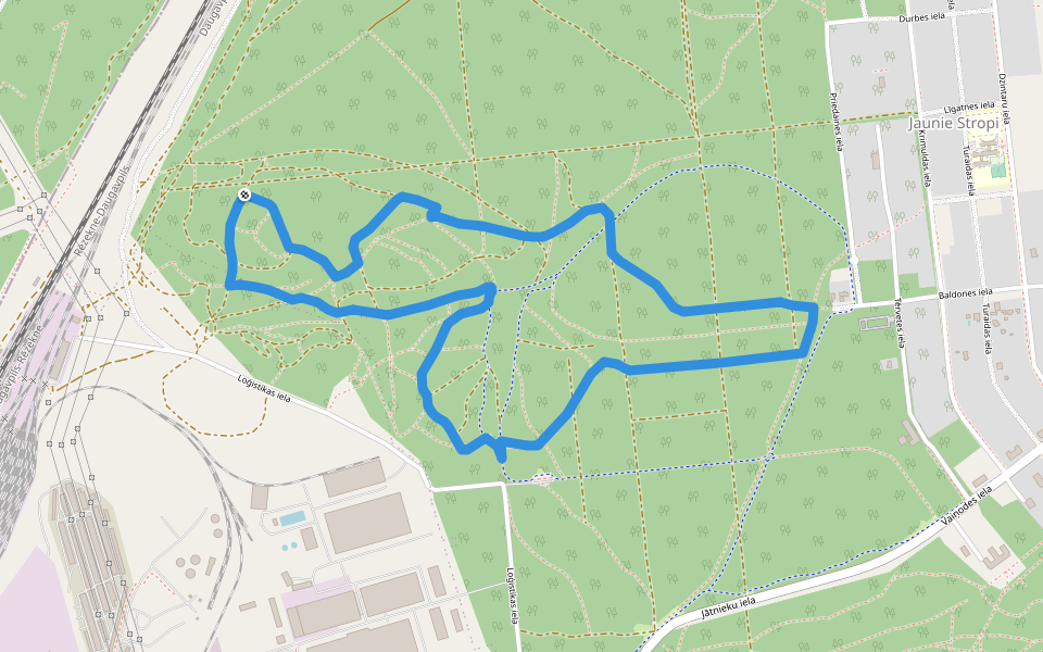 Veselības taka walking route map in Daugavpils
