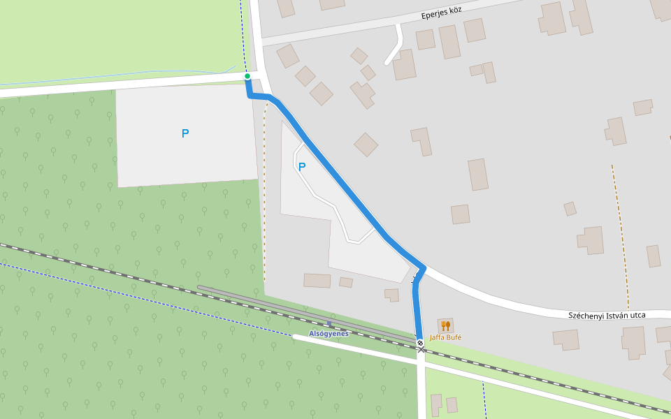 K+ (Alsógyenes vasútállomáshoz) walking route map in Gyenesdiás