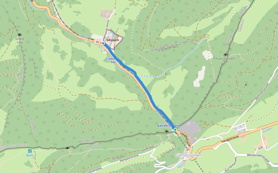 Gänsbrunnen - Siky-Ranch walking route map in Welschenrohr-Gänsbrunnen