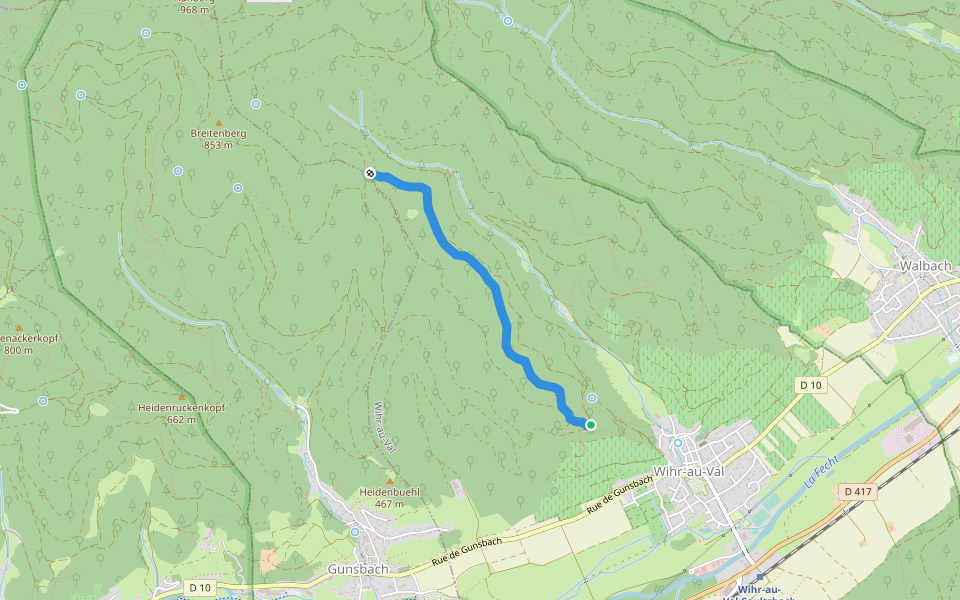 Chapelle Sainte-Croix - Krizle Triangle bleu walking route map in Wihr-au-Val