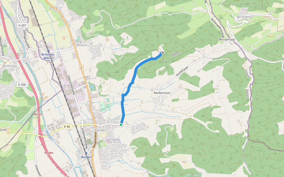 Oberdorf - Gigger walking route map in Reiden