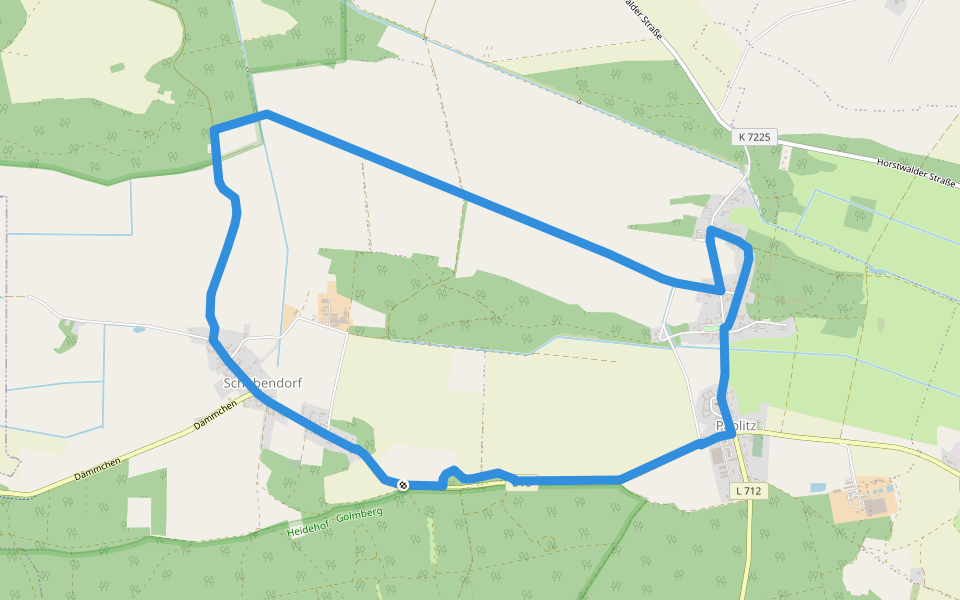 Schöbendorfer Buschweg walking route map in Baruth/Mark