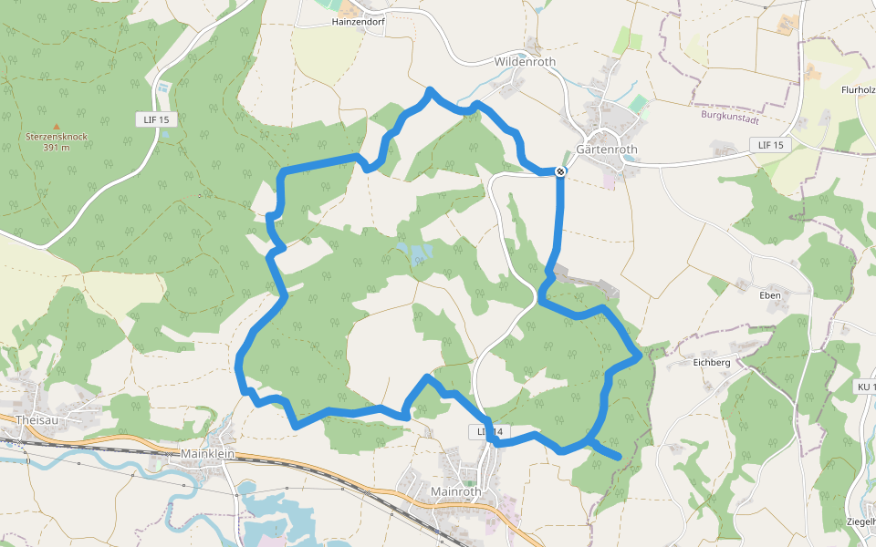 Rotsteinweg walking route map in Burgkunstadt