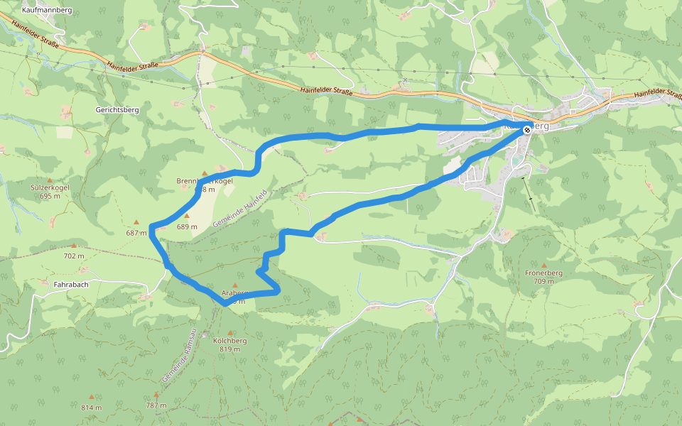 Kaumberg - Araburg - Kollmannhof - Brennhof - zurück walking route map in Kaumberg