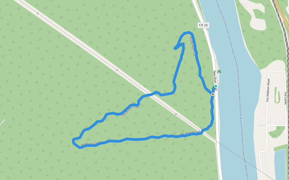 Big Branch Trail walking route map in Hinton