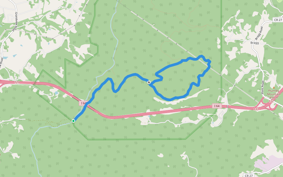 Kate's Plateau Trail walking route map in Meadow Bridge