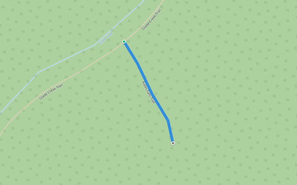 Kates Falls Trail walking route map in Meadow Bridge