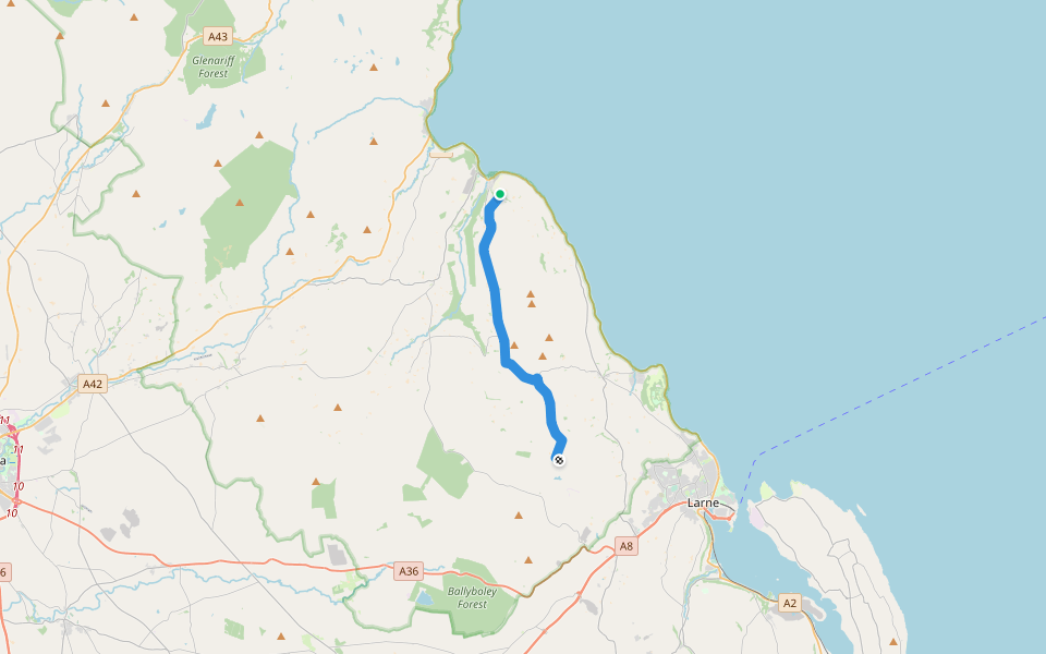 Causeway Coast and Glens - 9 - Salllagh Braes Walk walking route map in Glenarm