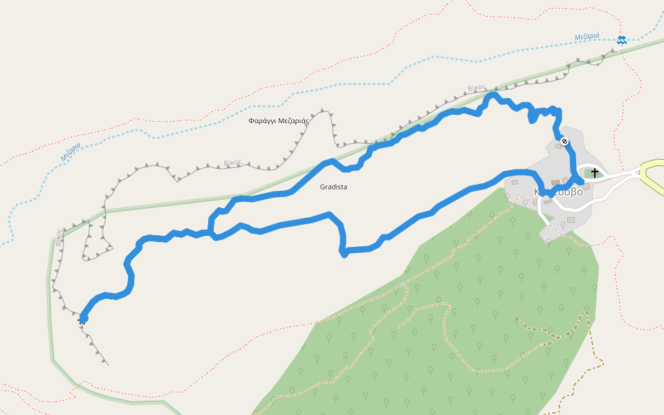 Gradista - Vikos View walking route map in Kapesovo