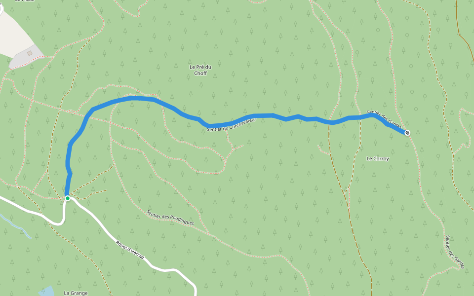 Liaison Croix rouge - Disque bleu Disque vert walking route map in Remiremont