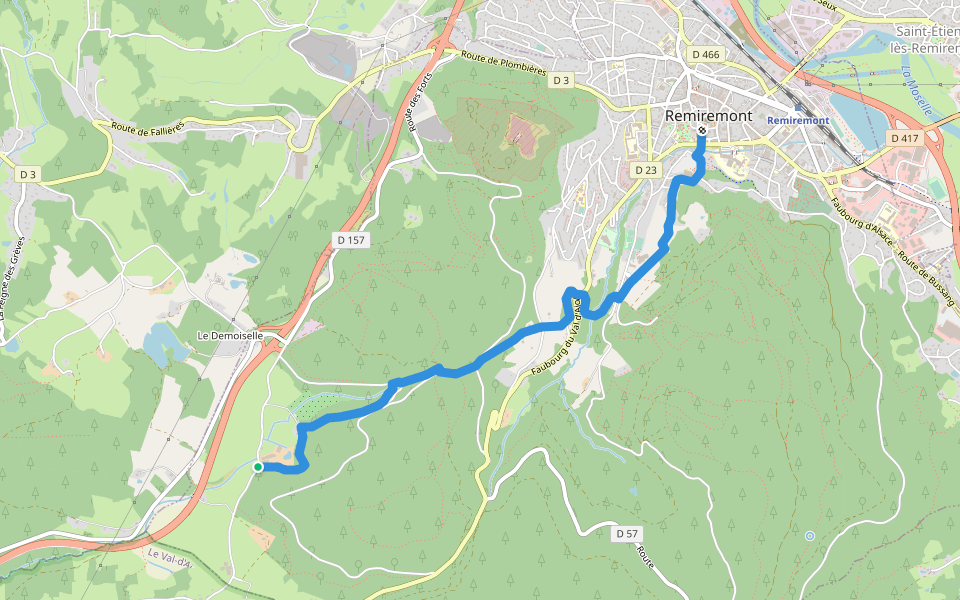 Remiremont - Olichamp Triangle bleu walking route map in Remiremont