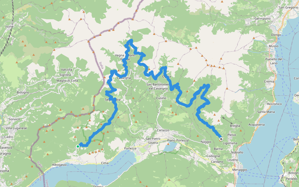 Sentiero quattro Valli (Dasio - Breglia) walking route map in Dasio