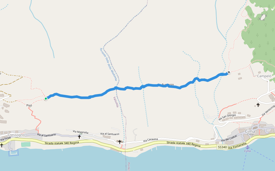 Porlezza-Valsolda walking route map in Cressogno