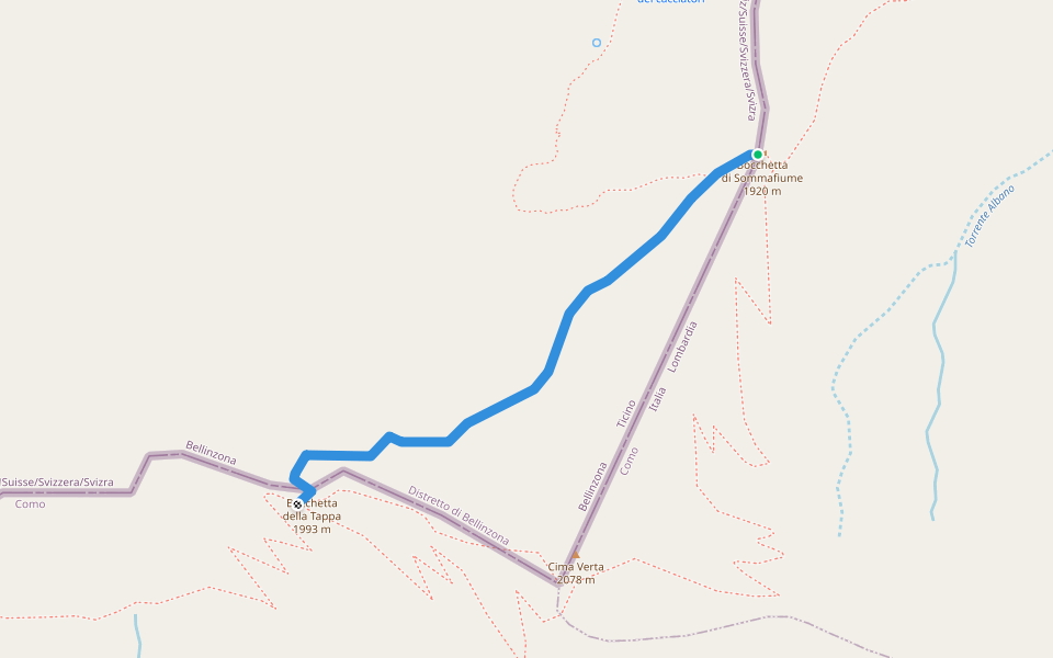 Tratto svizzero walking route map in Bellinzona