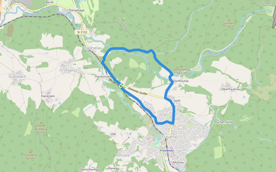 Wanderweg 2 walking route map in Frauenau