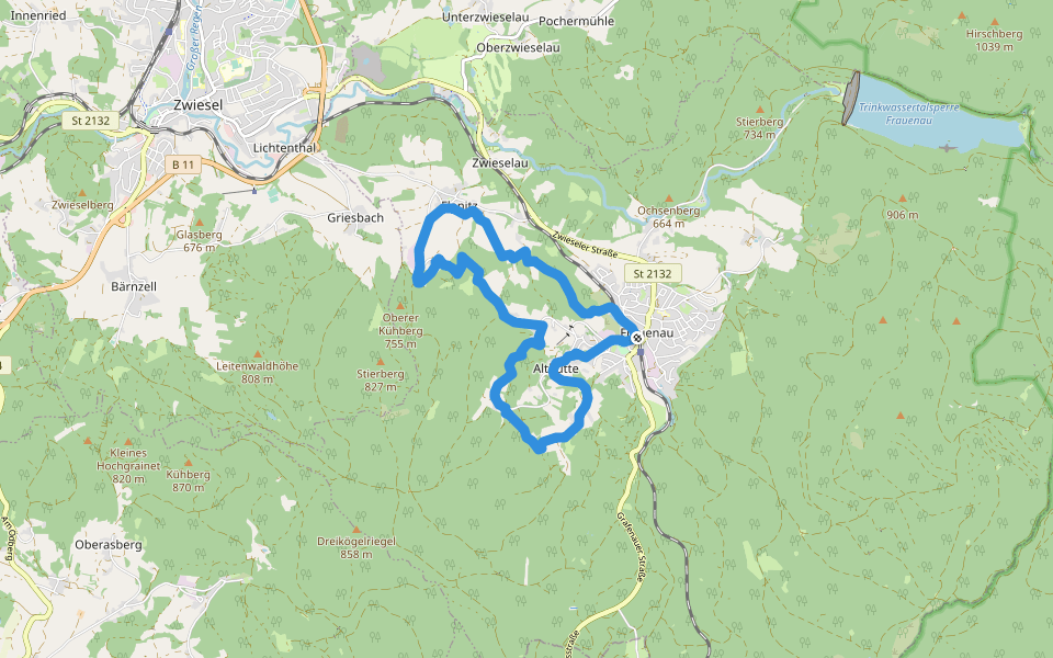 Kirchen- & Kapellenweg (Herrmann-Runde) walking route map in Frauenau