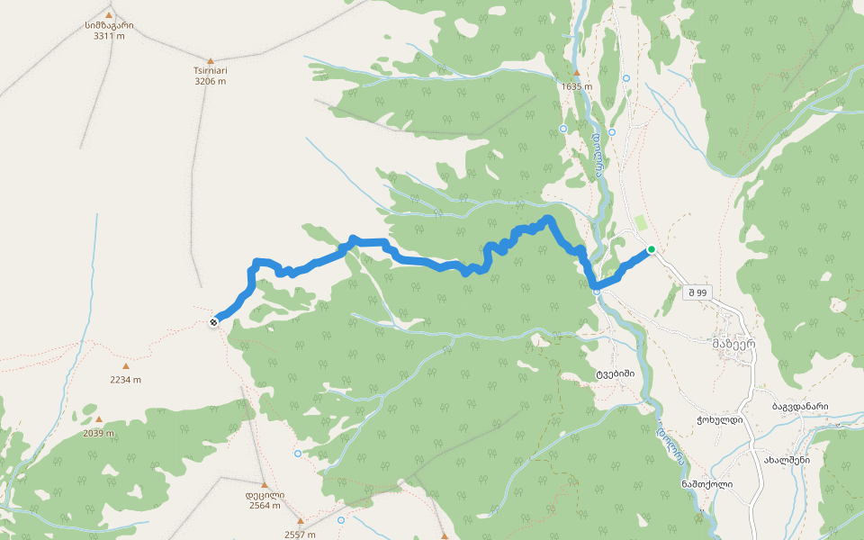 Bak Pass - Mazeri walking route map in Mazeri