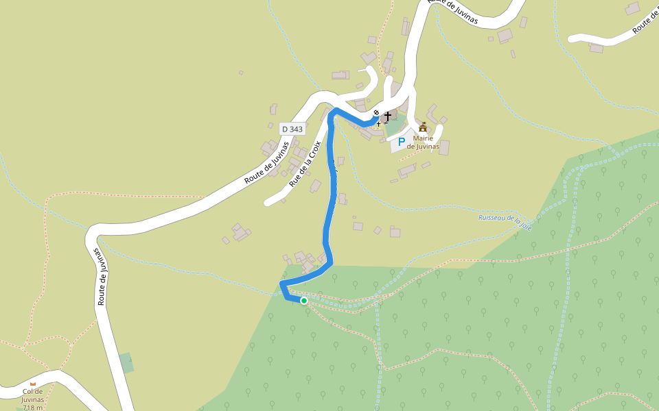 Sous Juvinas - Juvinas walking route map in Juvinas