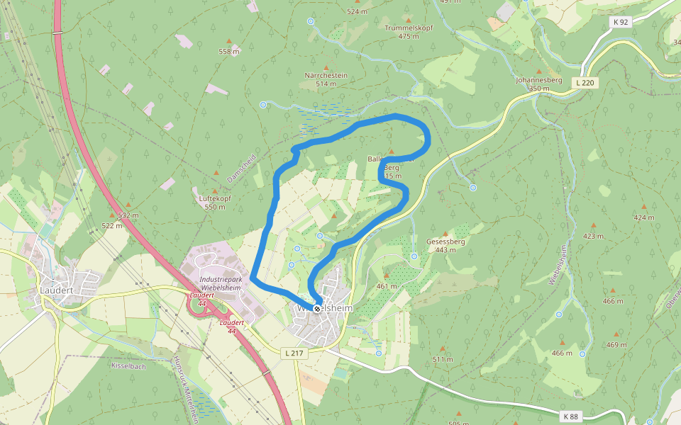 Rund um den Nölgeskopf walking route map in Wiebelsheim