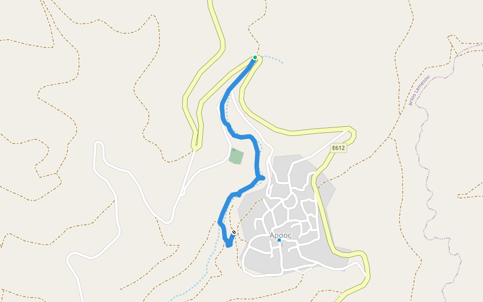 The Six Springs Nature Trail walking route map in Arsos
